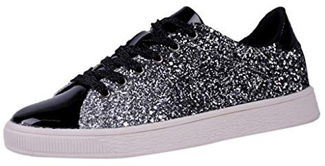 Ansenesna Plate Schuhe Damen Pailletten Glitzer Lackleder Elegant Sneaker Frauen Wasserfest Outdoor Freizeitschuhe