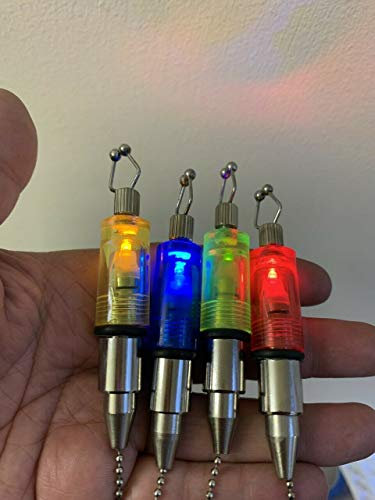 Olax Leucht Bissanzeiger mit Ketten, Spulen-Swinger, Spulenhalter, Angeln, Fischen (Rot+Blau+Grün+Gelb)