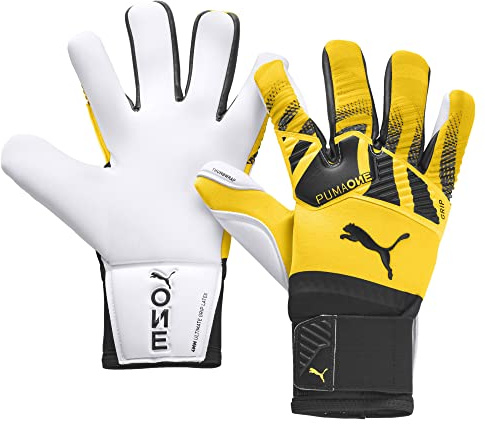 PUMA Unisex – Erwachsene One Grip 1 Hybrid Pro Torwarthandschuhe, Ultra Yellow Black White, 9