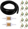 HSEAMALL Motorrad Kraftstofffilter Schlauch Kit 1/4-Zoll-Benzinschlauch-Kit mit 2 m Kraftstoffleitung und 2PCS 6 mm / 8 mm Benzin-Kraftstofffilter und 10PCS Schlauchklemmen für Auto-Motorrad-Scooter