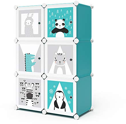 Vicco Kinderregal Andy, Blau, 74 x 110 cm 6 Fächer (Panda)