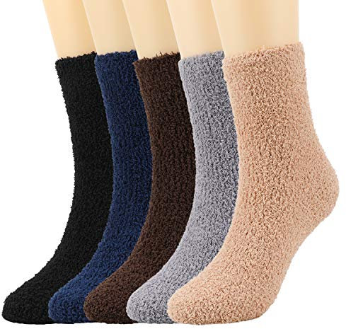 QKURT 5 Paio Calzini Uomo Divertenti,Oggetti per Casa,calzini donna divertenti,Calze Pile,per il letto da portare quotidiano della casa
