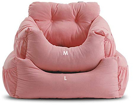 Siège D'appoint De Voiture pour Petit Chats Chien, Chien Utiliser Le Siège D'auto, Lit pour Chien,Sac De Transport Voiture Chat avec Sac De Rangement, Base Antidérapante,Rose,L