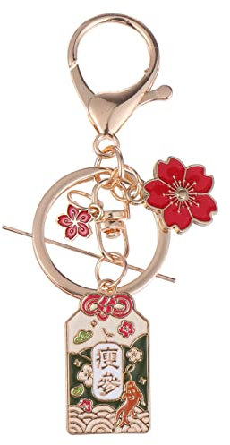 Amosfun Amulett Japanischer Glücksbringer Schlüsselanhänger Gold Omamori Charme Chinesischer Anhänger Taschenanhänger für Kinder Damen Herren Auto Rucksack Reichtum Segen Tasche