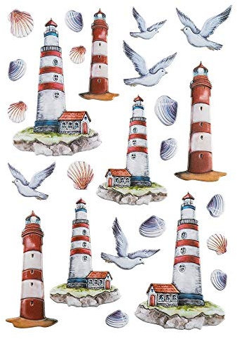 Ideen mit Herz Stickerbogen 3-D Relief-Sticker | Aufkleber | Hochwertig geprägt mit 3-D-Effekt | Din A4 Bogen mit verschiedenen Motiven (Maritim | Leuchtturm)