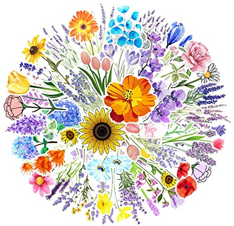 MARSFORCE Blumen Aufkleber, Flowers Wasserdicht Vinyl Stickers für Laptop Wasserflaschen Skateboard Gepäck Fahrrad Gitarre PS4 Koffer Tagesbuch Scrapbook Handy Pad [50 Stück]