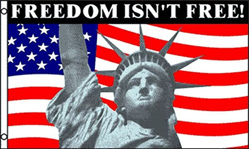AZ FLAG - Flagge USA ist Die Freiheit Nicht kostenlos - 90x60 cm - Freedom Isn't Free Fahne 100% Polyester mit Messing-Ösen - UV-beständig - Vives Farben - 50g