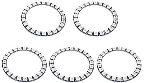 WS2812 RGB LED 24 Bits 24 X LED WS2812B 5050 Vollfarblicht adressierbarer Ring mit integriertem Treiber DC 5V für Arduino Raspberry Pi ESP32 (5 Stück)