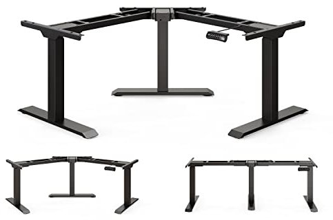 DESKSPACE Corner Elektrisch Höhenverstellbares Eckschreibtisch Gestell - 10 Jahre Gewährleistung, Ergonomischer winkelverstellbarer Steh-Sitz Schreibtisch Untergestell, Ecktischgestell (Schwarz)