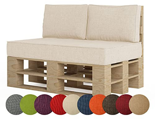 chilly pilley Palettenkissen Palettenauflage Palettenpolster Sitzkissen Rückenlehne Kaltschaum Schaumflocken Füllung viele Größen und Farben (3er Set, Cremefarbig)