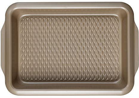Collezione Salter BW11120EU7 Olympus - Teglia da forno in acciaio al carbonio, antiaderente senza PFOA, piatto di cottura capiente e profondo, base ruvida, color oro, 39 cm