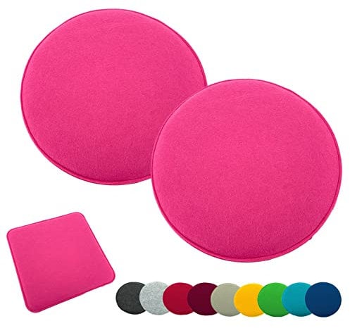 heimtexland Typ631 Lot de 2 coussins de chaise ronds en feutre Rose 35 cm