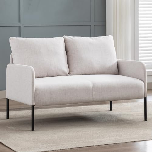 chairus Sofa 2 Sitzer Leinen Doppelsofa für Wohnzimmer Couch Sofa Kleines Apartment Modern Mini Couch für Schlafzimmer (Beige)