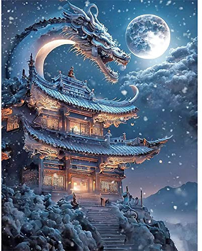 DCIDBEI Square Diamond Painting Dragon Chinois 40x50 cm 3D Ai Tableau Diamant Dragon Broderie Diamant Dragon Diamond Painting Carré Diamant Peinture par Numero Adulte Paysage Point de Croix Animaux