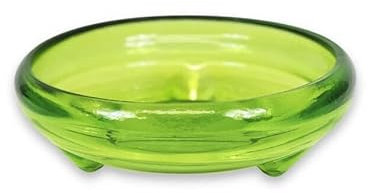 Verano Spanish Ceramics Recycled Glass Ola Footed Glass Bowls - Decorative New Home Living Dining Room Décor Side Table Shelf Display Décor Flower Plants Decorations Ornament Holder - Lime Green