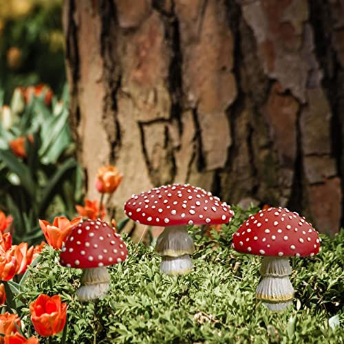 Decoración de jardín para exteriores, 3 unidades, setas luminosas, decoración de jardín en miniatura, figuras de hongos para bricolaje, jardín, planta en maceta, miniatura, adorno para terraza,