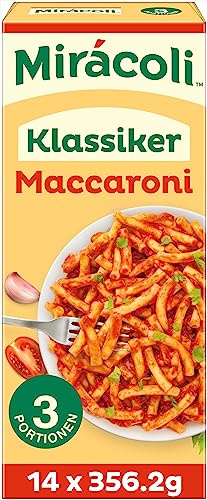 Mirácoli Fertiggericht Klassiker Maccaroni, 3 Portionen, 14 x 356,2g | 14 Packungen, Maccaroni mit Tomatensauce, Der italienische Klassiker, 3 Portionen pro Packung