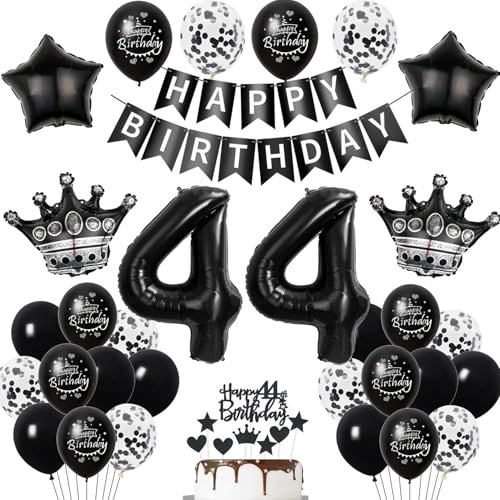 44. Geburtstag Dekoration Schwarz Tortendeko 44. Geburtstag Mann Luftballon 44 Frauen Mann deko torte 44. Mann Frauen Ballon Geburtstagsdeko 44 Jahre Frau Männer Schwarz