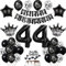 44. Geburtstag Dekoration Schwarz - Tortendeko für Mann und Frau - Luftballons und Ballon Geburtstagsdeko für 44 Jahre - Schwarz