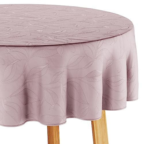 Filumi Tischdecke 100x100 cm rund Rosa Abwaschbar Für Indoor Outdoor Pflanzenmuster Amalu