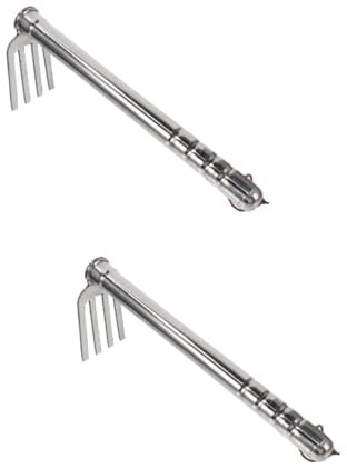 Yardwe Gartengeräte 2 Stück Gartenhacke Manueller Vertikutierungsrechen Outdoor-Werkzeuge Handgrubber Handgrubber Bodenfräse Edelstahl Robuste Gartenhacke Blumenpflanzhacke