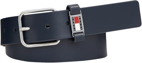 Tommy Jeans Herren Gürtel Scanton 3,5 cm aus Leder, Blau (Dark Night Navy), 115 cm