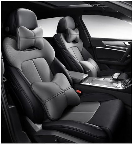 Janeepoch Sitzbezüge Benutzerdefinierte Autositzbezug Leder Auto Für Alfa Für Romeo Für Giulia Für Stilfserjoch Autozubehör Sitzkissen Styling Grau Autositzschoner (Color : BL ACK Gray LUX)