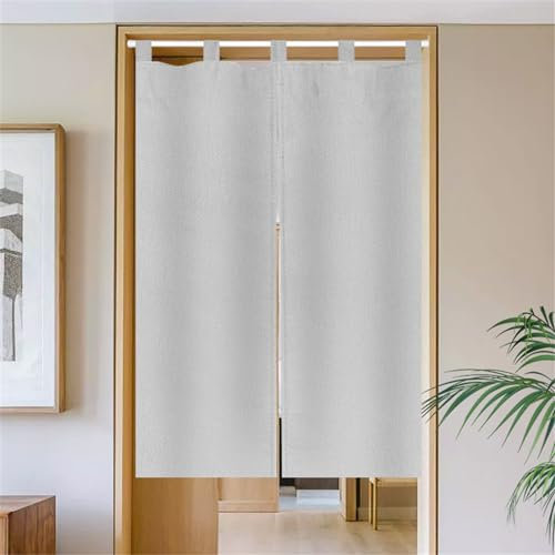 Surwin Japanischer Stil Türvorhang Japan Noren Raumteiler Tapisseri Traditioneller Leinen Einfarbig Lang Vorhänge Partition Gardinen Tür Vorhang Tapisseri für Küche Restaurants (Weiß,90x150cm)