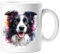 Stag Gallery Border Collie Dog Watercolour Splash Effect Gift 10oz Ceramic Mug Artistic Colourful Coffee Tee