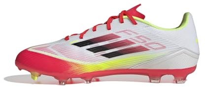 adidas Unisex Adulto F50 League Football Boots FG/MG, Cloud White/Core Black/Solar Yellow, 46 2/3 EU