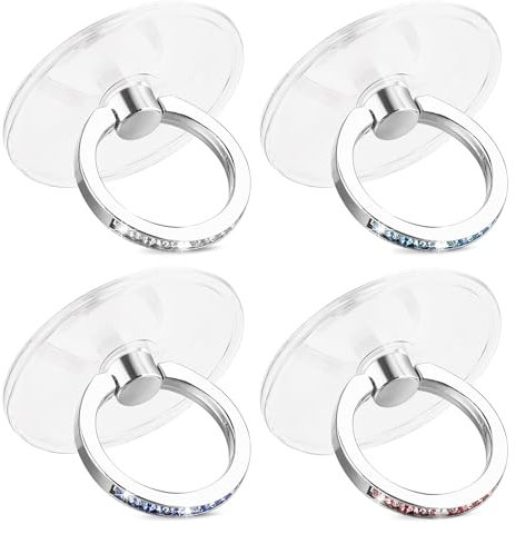 4 Stück Handy Ring Halterung,Ymapinc Handyringhalterung Finger Handy Ring 360°Drehung Handyringhalterung Handy Ring Transparent Diamond Handy Halterung Finger Ständer für Die Meisten Smartphones
