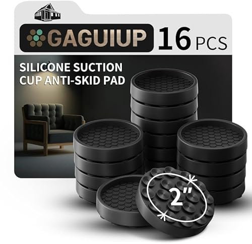GAGUIUP Lot de 16 patins antidérapants de 5 cm - Pieds de meubles autocollants en caoutchouc avec ventouse - Patins antidérapants idéaux pour les meubles et les sols - Gardez les meubles en place