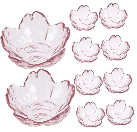 KICHOUSE 10 Stück Kleine Teller Aus Glas Kleine Teller Aus Glas Soßenbehälter Kleine Schüssel Soßenschale Blumenform Gewürzschale Soßenschale Kleine Glasschale Soßenteller