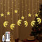 Lewondr 138 LED Stern Mond Vorhang Lichter, Hängende Lichterkette mit 6H Timer & 8 Modi, USB & Fernbedienung Ramadan Zeichenfolge Lichter für Weihnachten Schlafzimmer Indoor Dekoration,Warmes Licht