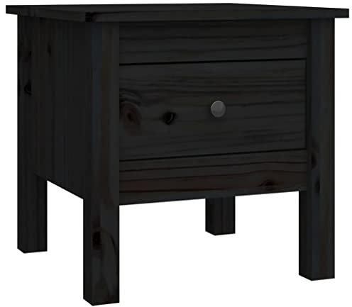 SDWEHO7 Beistelltisch Couchtisch Sofatisch Kleiner Wohnzimmertisch mit Schublade, Schmaler Nachttisch für kleine Räume, Schwarz 40x40x39 cm Massivholz Kiefer
