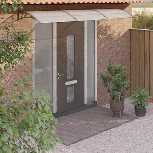 Iiaky Türvordach Grau 300x80 cm Polycarbonat Trapezblech Grillpavillon Balkon Markise üBerdachung Terrasse Unterstand Regenschutz Balkon