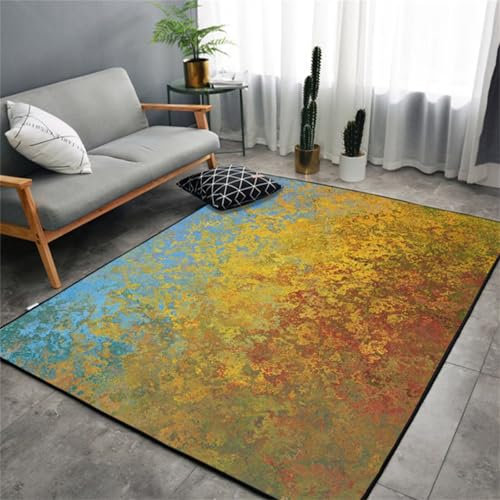 AU-OZNER auslegware teppichboden Gelber Teppich, Rutschfester, staubdichter, antibakterieller Badezimmertürteppichteppich Wohnzimmer weich,Gelb,40x60cm