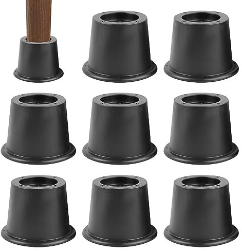 Rehausseur Pieds De Lit, 8 Pièces Rehausseur Table en ABS, 5cm Rehausseurs De Meuble Réglable, Pied Rehausseur De Meuble Ajustable en Hauteur, Pieds De Meuble Rond, Convient pour jusqu'à 4,69 cm