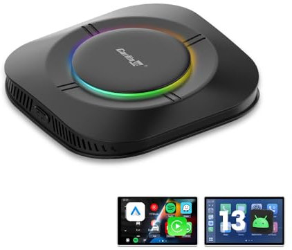 CarlinKit Android 13.0 AIBox Plus-Led Adapter, für Auto mit Wired CarPlay & Android Auto, 8-Core QCM6115, RAM 4GB+ROM 64GB, integriertes GPS, Dual Bluetooth, Wireless CarPlay & Android Auto
