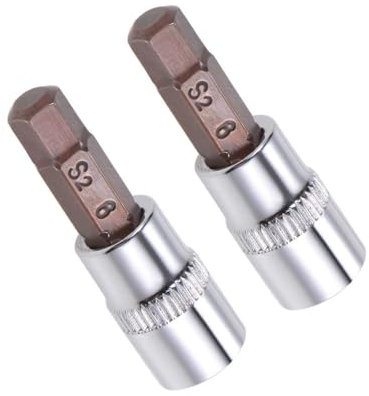 TA-VIGOR Lot de 2 douilles hexagonales, douilles à clé Allen H6 (6 mm), embouts hexagonaux en acier S2 de qualité supérieure, longueur de 38 mm pour clé à cliquet, clé dynamométrique, barre
