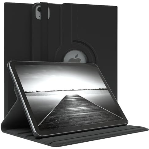 EAZY CASE - Tablet Hülle für iPad Air 6 (2024) Schutzhülle 10,9 Zoll Smart Cover Tablet Case Rotationcase zum Aufstellen Klapphülle 360° drehbar mit Standfunktion Tasche Kunstleder Schwarz