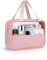 Luxoraiova Kosmetiktasche Durchscheinend, Kulturtasche Damen, Tragbare Kulturbeutel Herren, Flugzeug PVC Waschtasche Damen Wasserdicht, Kulturtaschen für Männer, Frauen, Familie (Rosa)