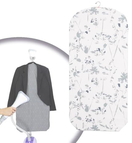 IMUNKT Tabla De Planchar Vertical Tabla De Planchar Colgante para Ropa, Plegable Compacta, Estampada, 89x44.5cm, Facilita El Planchado Vertical(White-a)