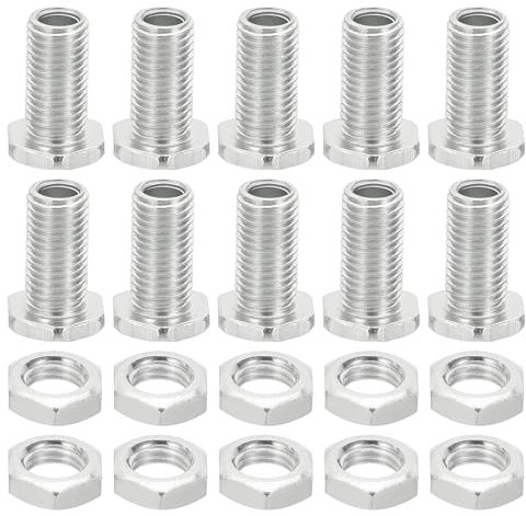PATIKIL Kit Bulloni Esagonali M8x18mm e Dadi, 10 Set Viti Cave a Filettatura Fine Assortimento Bullone Testa Esagonale Attraverso Foro Fissaggio Lampadario Fasteners