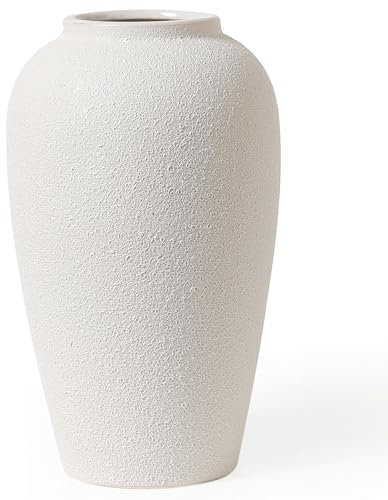 Kokrose Rustic Terracotta Vase Home Decor, 11.8 Vintage Clay Tall Pottery Ceramic Vase for Table Centerpieces, Large Textured Farmhouse Decorative Vases for Fireplace Mantel Coffee Table