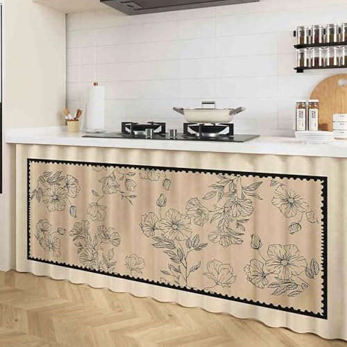 Schrank vorhänge Küche, Selbstklebend Schrank Vorhang Zum Schieben, Flanell Staubdichter Vorhang Regale, Vorhang Offenes Regal, Regal Vorhang, Hängender Türvorhang für Küche Schrank(D,140x100cm)