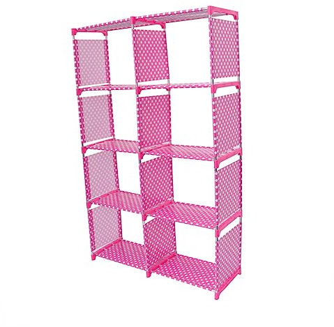 Rosa Metall-Bücherregal mit Aufbewahrungsregalen für Bibliothek und Studentenboden, Schuhregal, Deck-Regal.