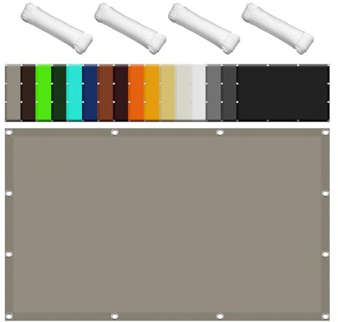 Sonnensegel Rechtwinklig 200 x 450 cm 99% Schattentuch mit Ösen Wasserdicht Segel Baldachin Segeltuch mit Ösen Und Befestigungsseile für Garten Balkon, Taupe