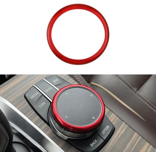 VDARK Auto-Innenausstattung passend für BMW 5er, 6GT, 7er, X3, X4, M5, Mittelkonsole, Multimedia-Schalter, Knopf, Dekor-Aufkleber, Aluminium, Rot