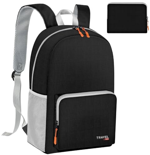 Aucuu Sac à Dos Pliable Léger, Sac à Dos de Randonnée Pliable Ultraléger de 17L, Sacs à Dos de Plein Air pour Homme Femme, pour Camping, Voyage, Vélo, Déplacements Quotidiens (Taille pliée 20,5*17 cm)